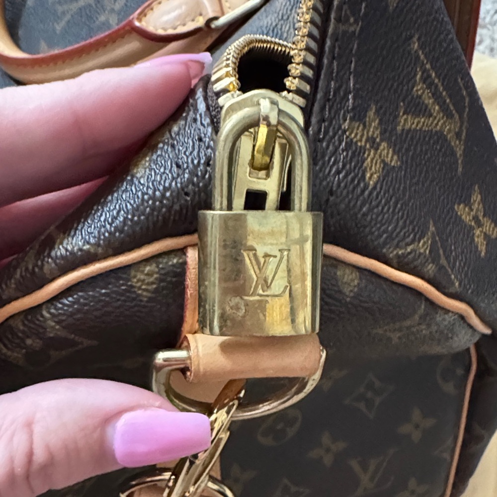 Louis Vuitton Brown Monogram Canvas 55 Duffel with Tan Leather Trim - Picture 6 of 16